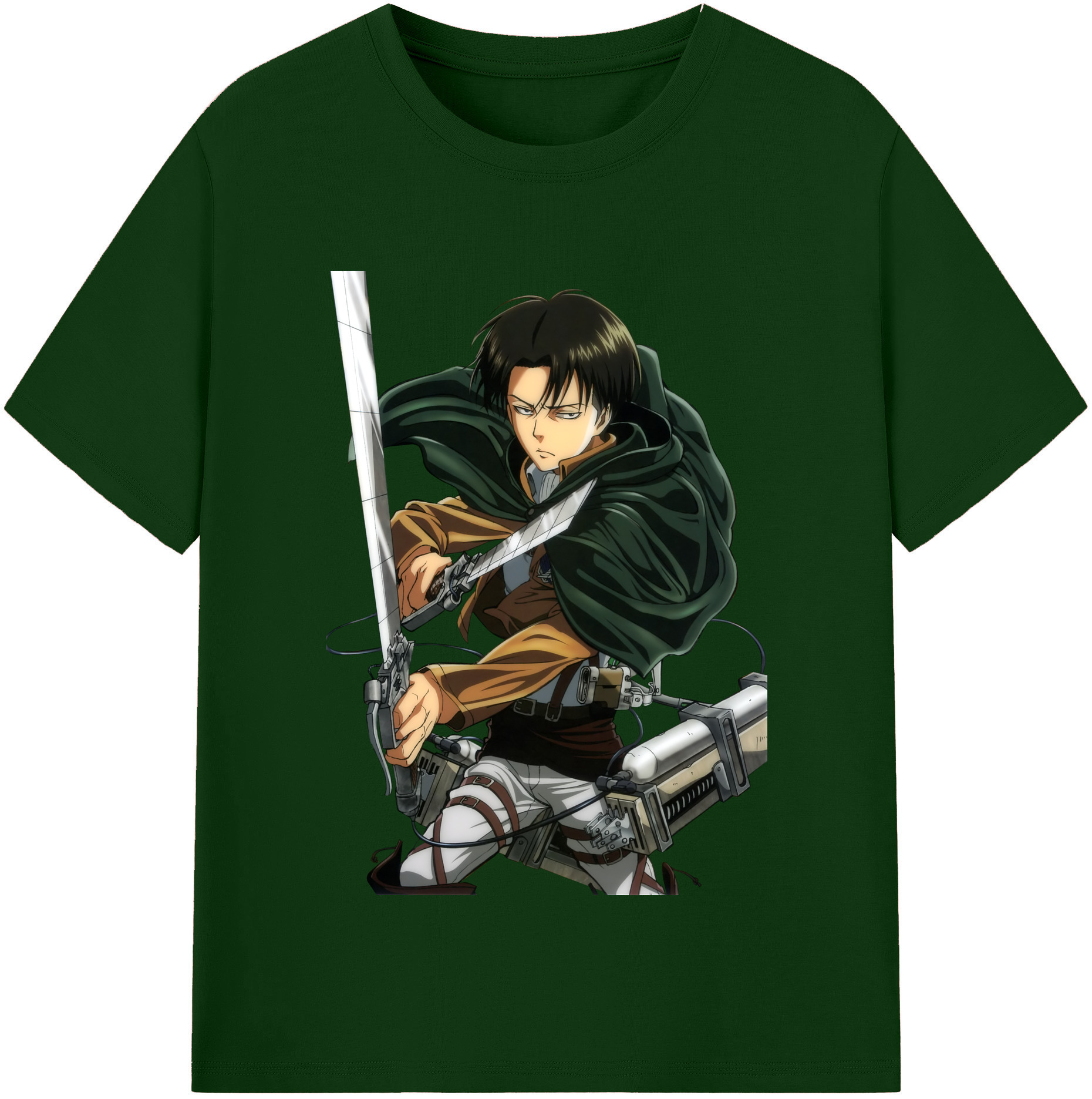 （画像用） 進撃の巨人 リヴァイ·アッカーマン Attack on Titan Levi Ackerman 綿100％半袖Tシャツ（フロントプリント）